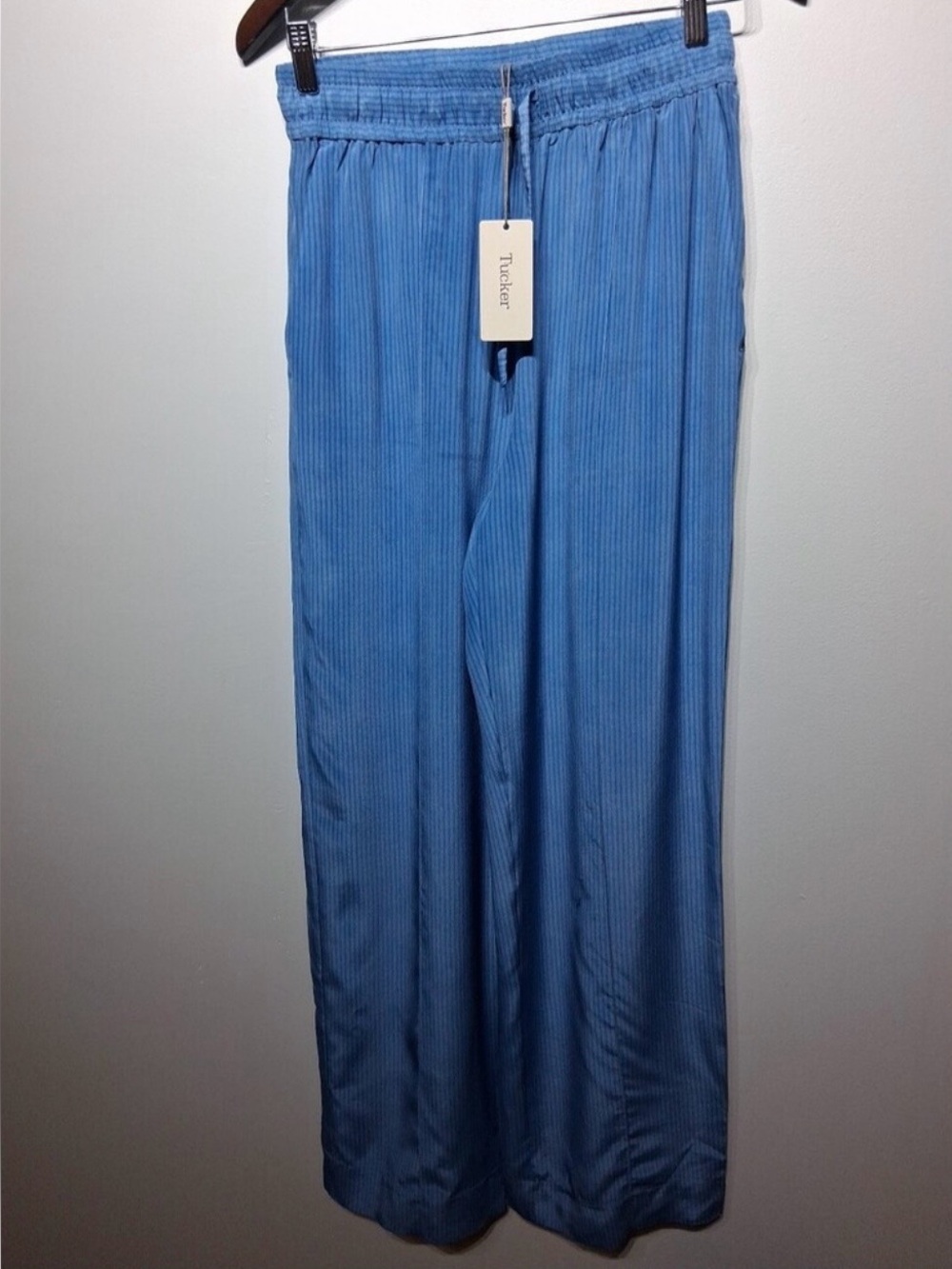 Tucker Wide-Leg 100% silk new Blue Pants